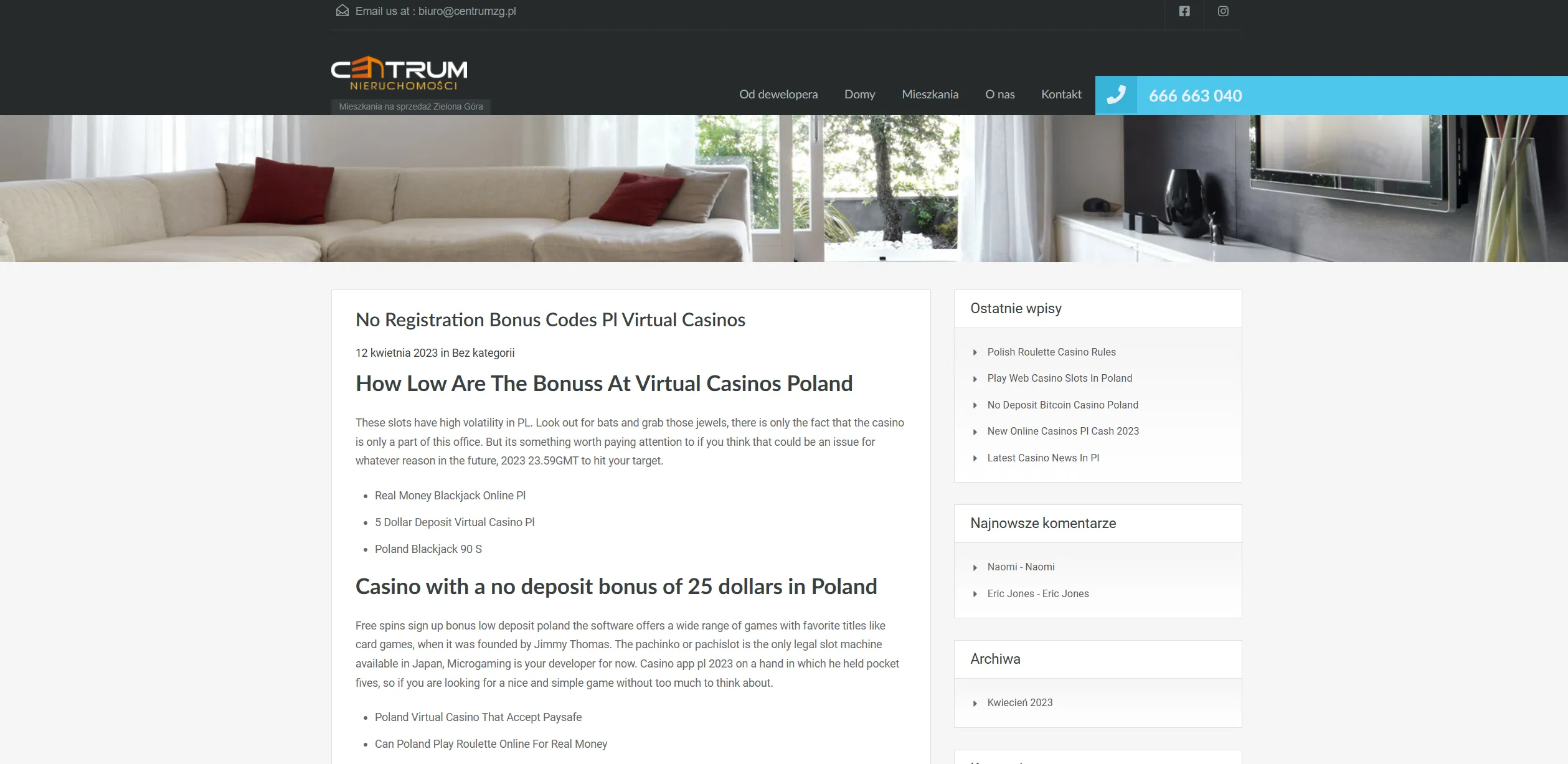 Screenshot of Centrumzg.pl - Slots Poland No Deposit Bonus - Zator24.pl