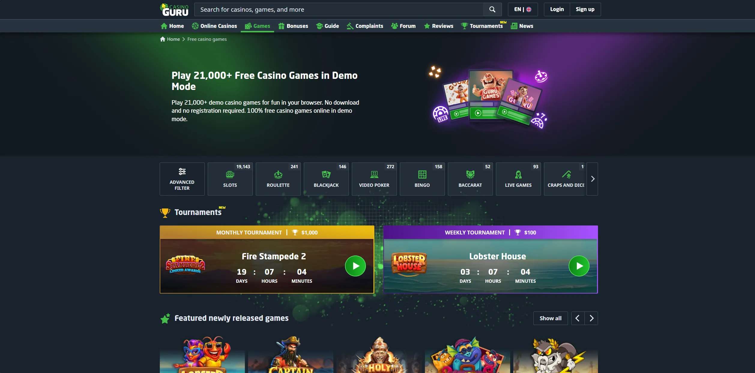 Screenshot of Casino.guru - Casino Bonus - No Deposit Bonus & Free Spins Singapore[230+ Offers]