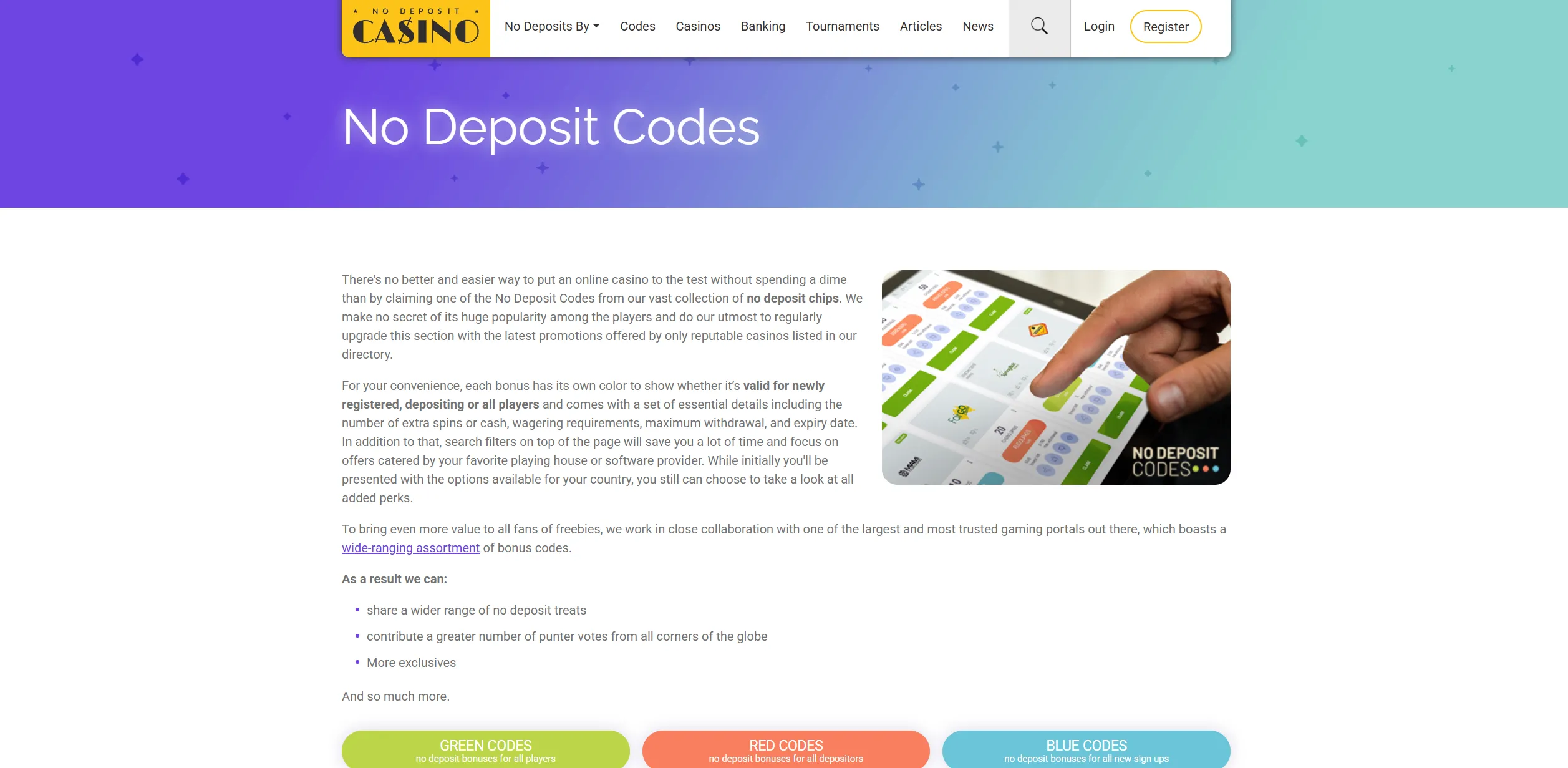 Screenshot of Nodepositcasino.org – Swedish No Deposit Online Casino Bonuses