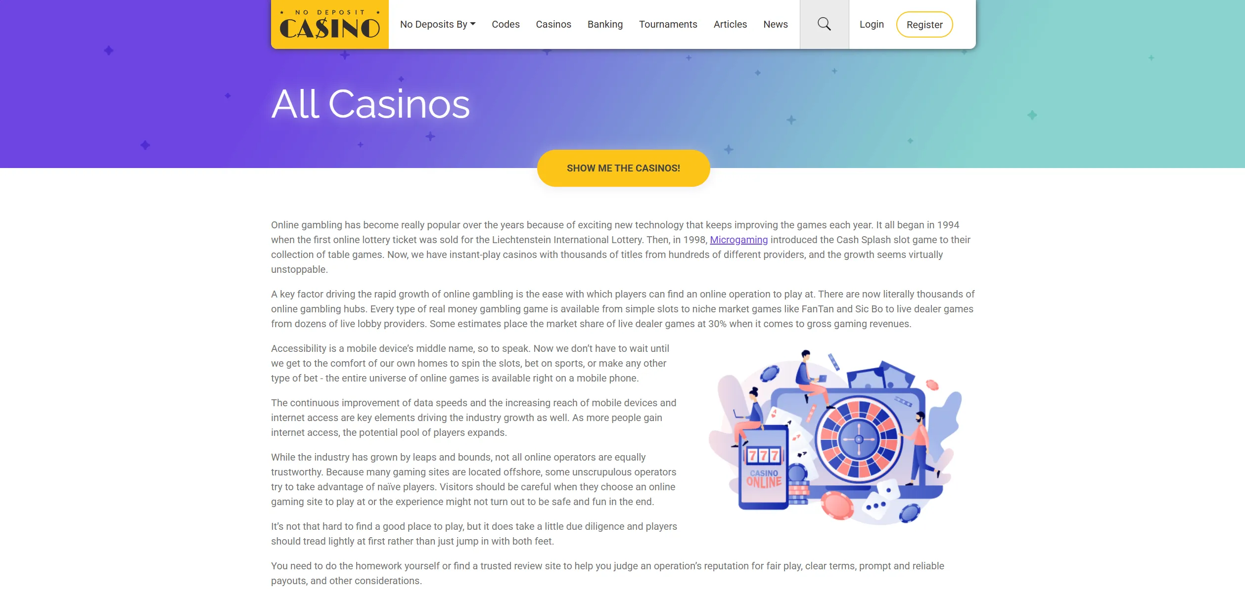 Screenshot of Nodepositcasino.org – Swedish No Deposit Online Casino Bonuses