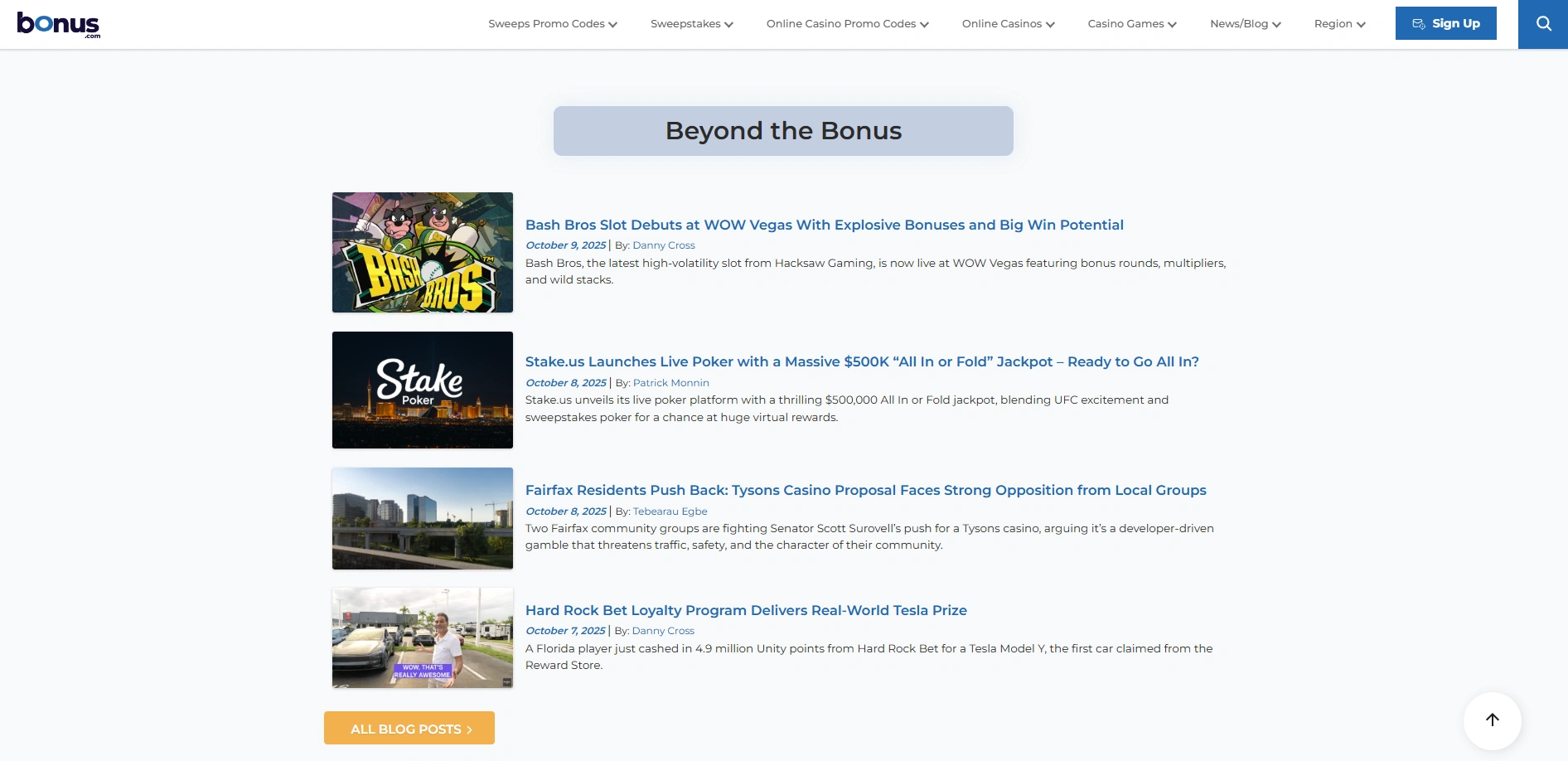 Screenshot of Bonus.com – Best Casino Bonuses and Promos