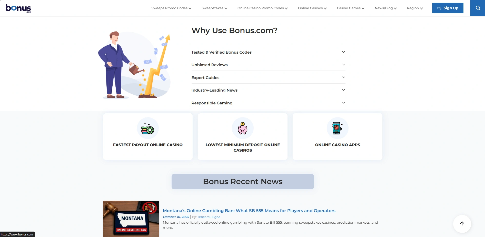 Screenshot of Bonus.com – Best Casino Bonuses and Promos