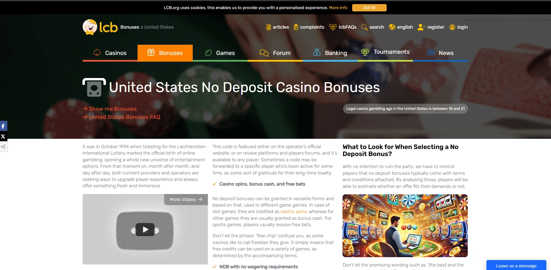 Screenshot of LCB.org - Online Casino Reviews