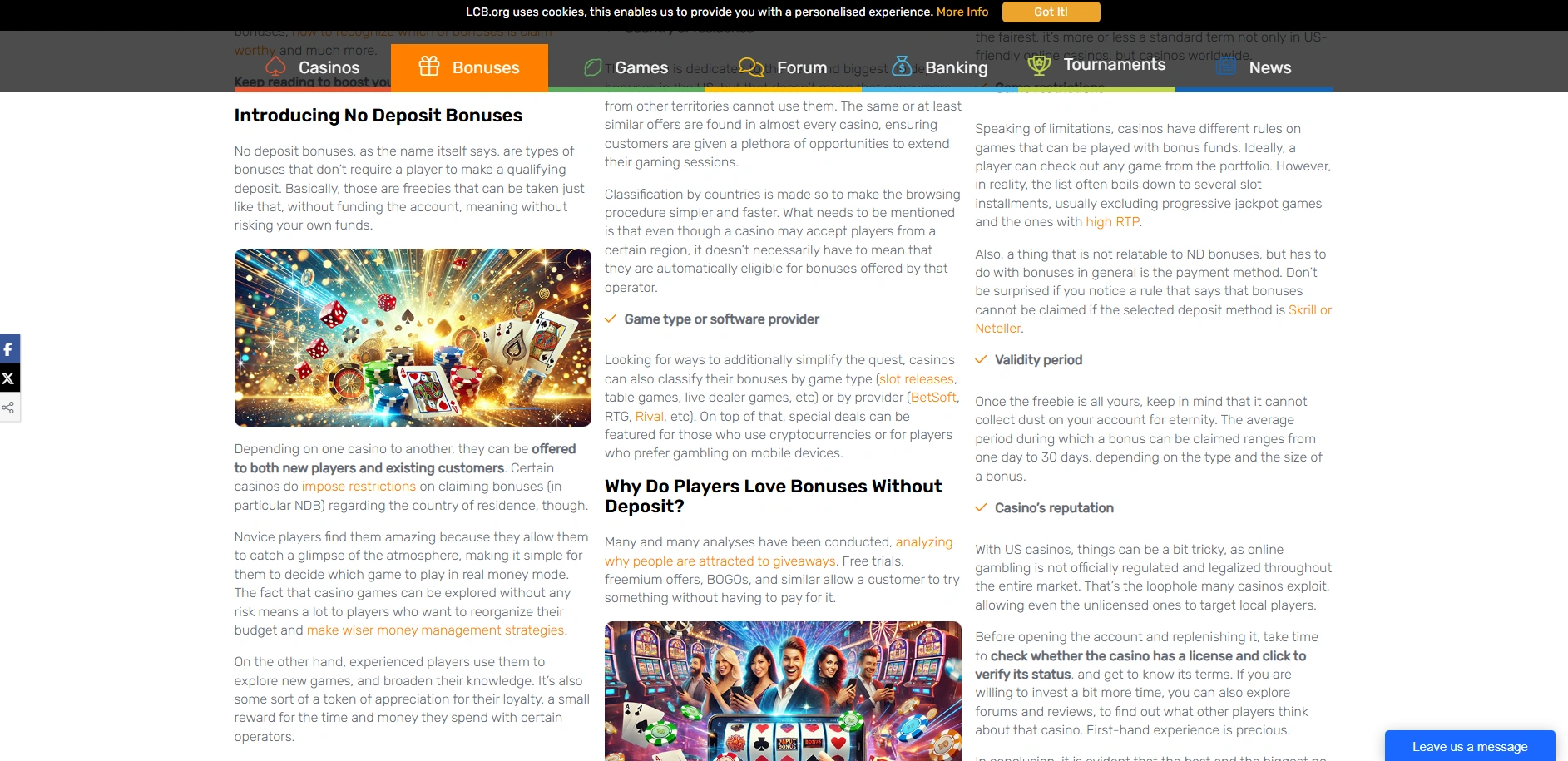 Screenshot of LCB.org - Online Casino Reviews